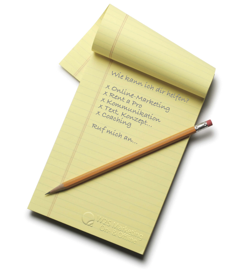 Stift-yellowpad_Impressum Notzizblock, Termin