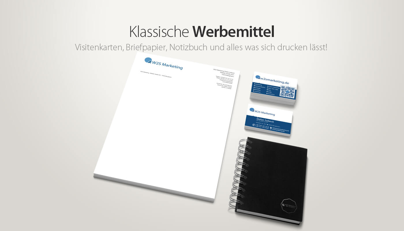 Klassiche Werbemittel Print, z.B. Kataloge, Broschüren und Flyer